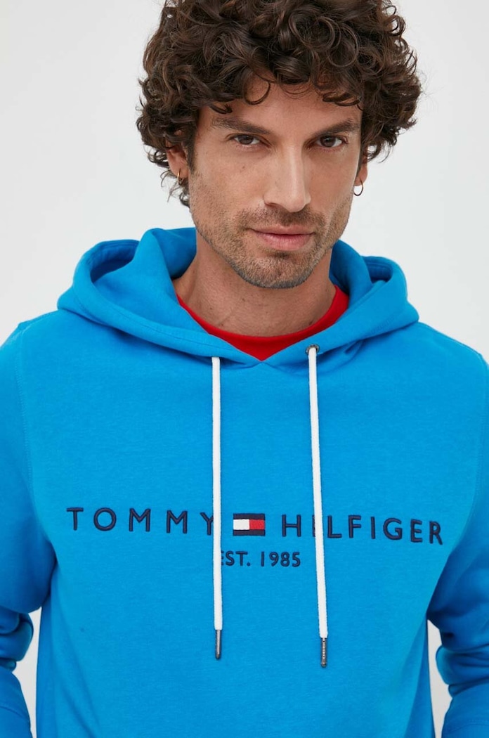 Tommy Hilfiger Dukserica sa kapuljačom muška s pamukom plava MW0MW11599