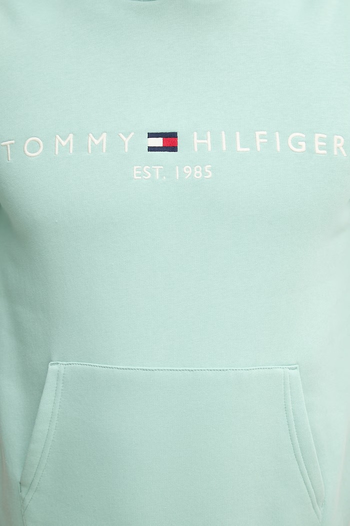 Tommy Hilfiger hanorac cu glugă bărbătesc cu bumbac MW0MW11599 turcoaz