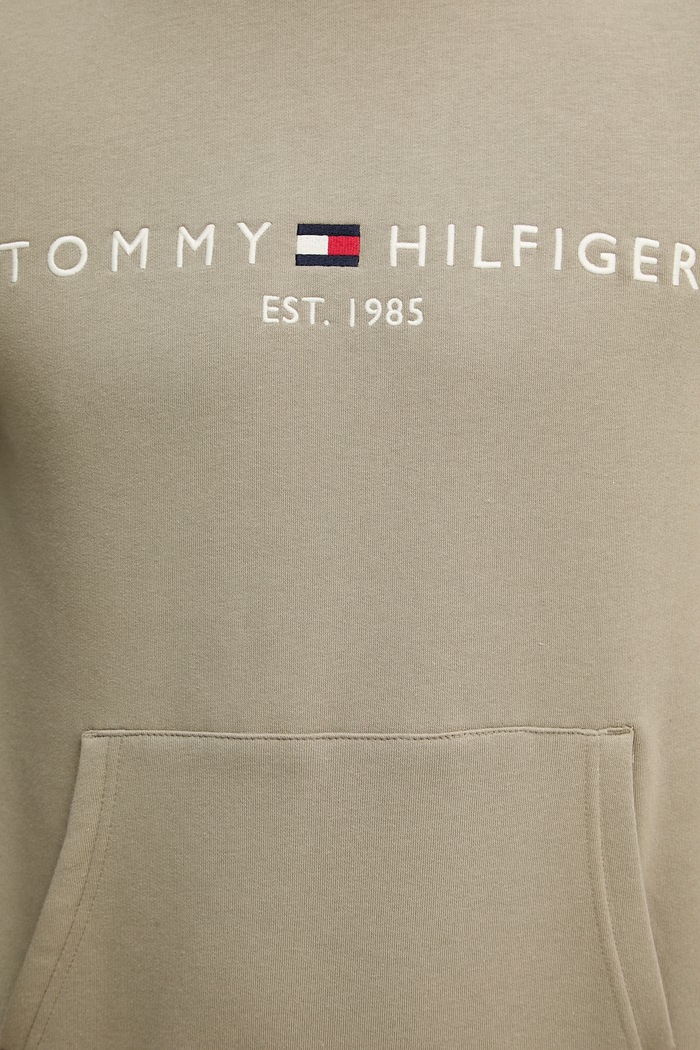 Tommy Hilfiger Hanorac cu glugă bărbătesc cu bumbac verde MW0MW11599