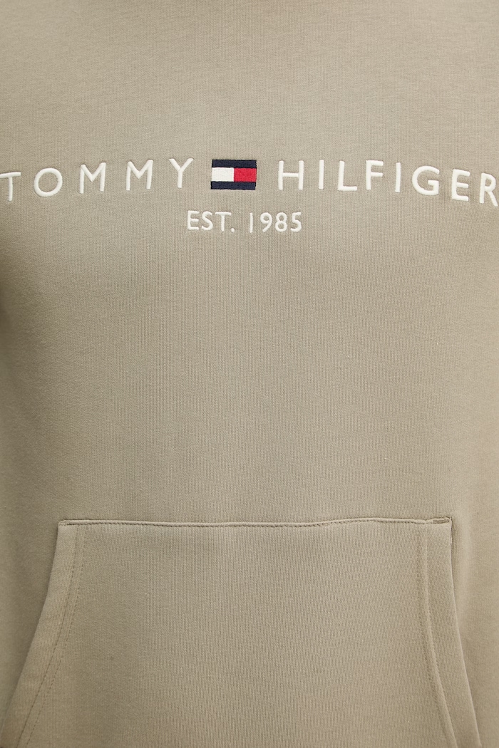 Tommy Hilfiger Hanorac cu glugă bărbătesc cu bumbac verde MW0MW11599