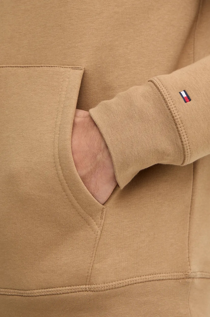 Tommy Hilfiger dukserica s kapuljačom muška pamučna MW0MW11599 bež