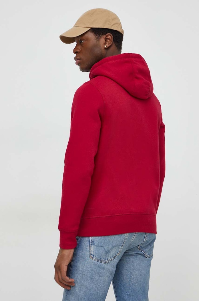 Îmbrăcăminte Tommy Hilfiger hanorac cu glugă bărbătesc din bumbac MW0MW11599 burgundia