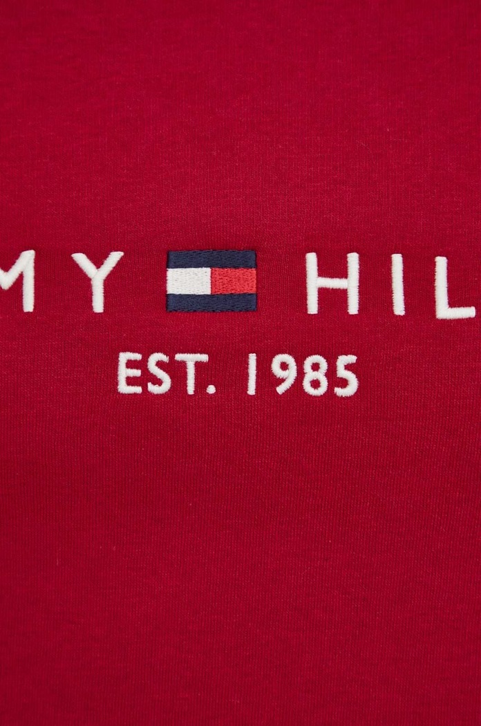 Tommy Hilfiger hanorac cu glugă bărbătesc din bumbac MW0MW11599 burgundia