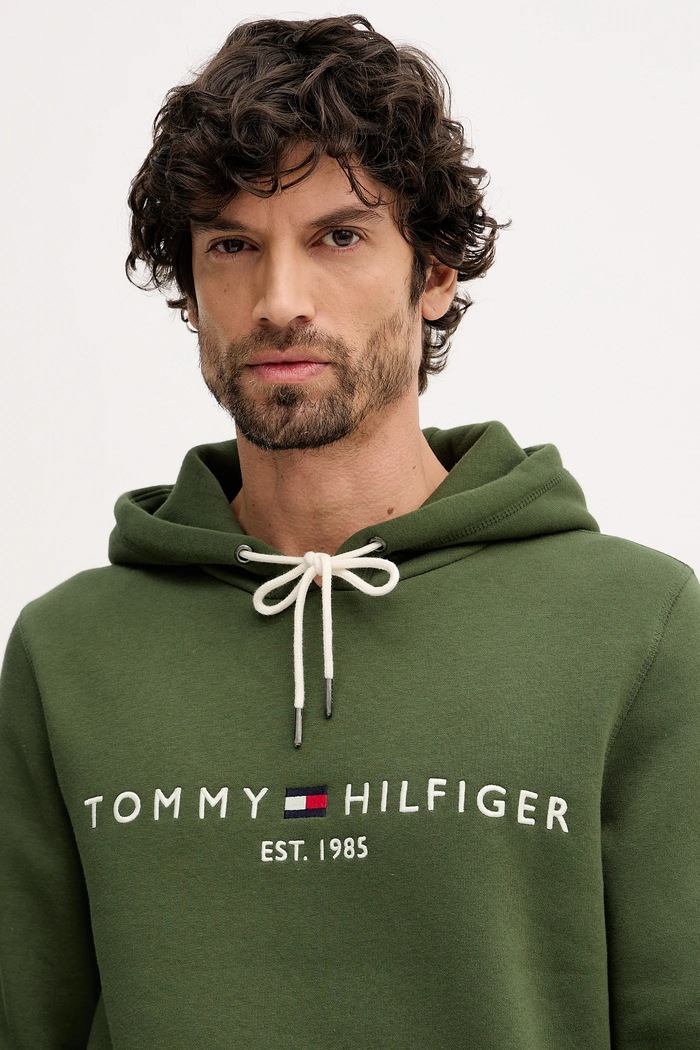 Tommy Hilfiger mikina s kapucňou pánska s bavlnou zelená MW0MW11599