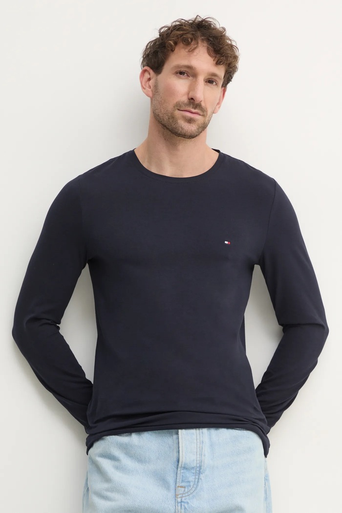Tommy Hilfiger - Longsleeve βαμβάκι σκούρο μπλε MW0MW10804