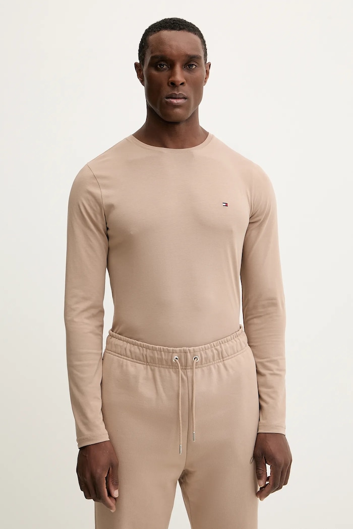 Tričko s dlhým rukávom Tommy Hilfiger hnedá MW0MW10804