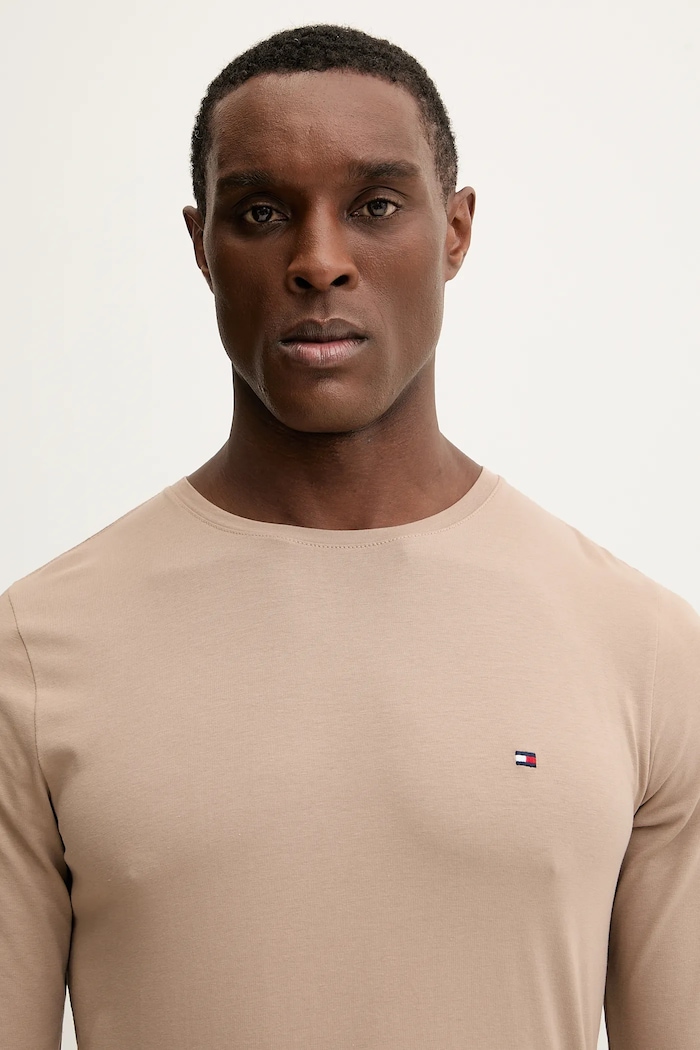 Tričko s dlhým rukávom Tommy Hilfiger hnedá MW0MW10804