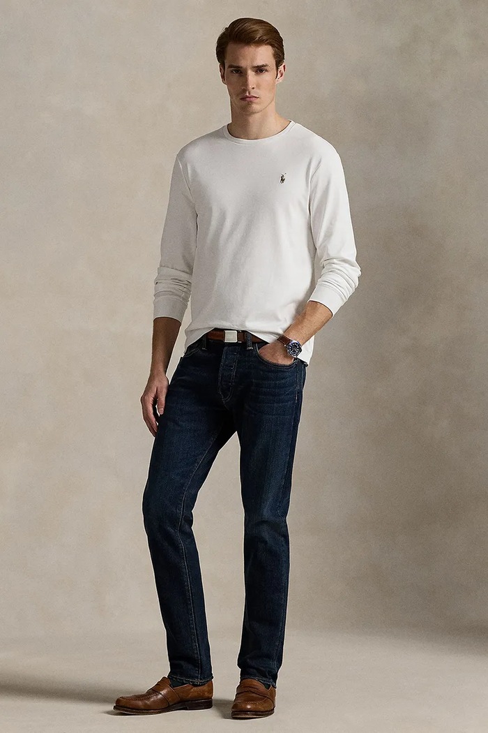 Oblečenie Polo Ralph Lauren - Pánske tričko s dlhým rukávom 710760121002 biela
