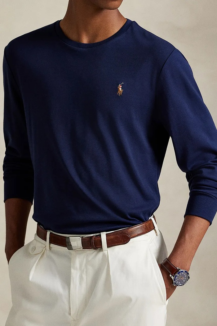 Polo Ralph Lauren - Pánske tričko s dlhým rukávom tmavomodrá 710760121003