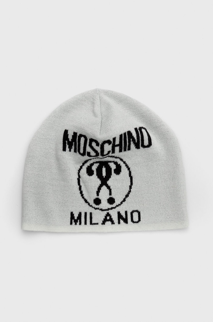 Moschino gyapjú sapka nyomtatásos szürke M5146.60016