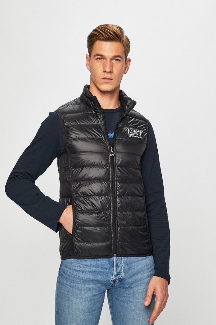 EA7 Emporio Armani bezrękawnik puchowy bez kaptura czarny PN29Z.8NPQ01