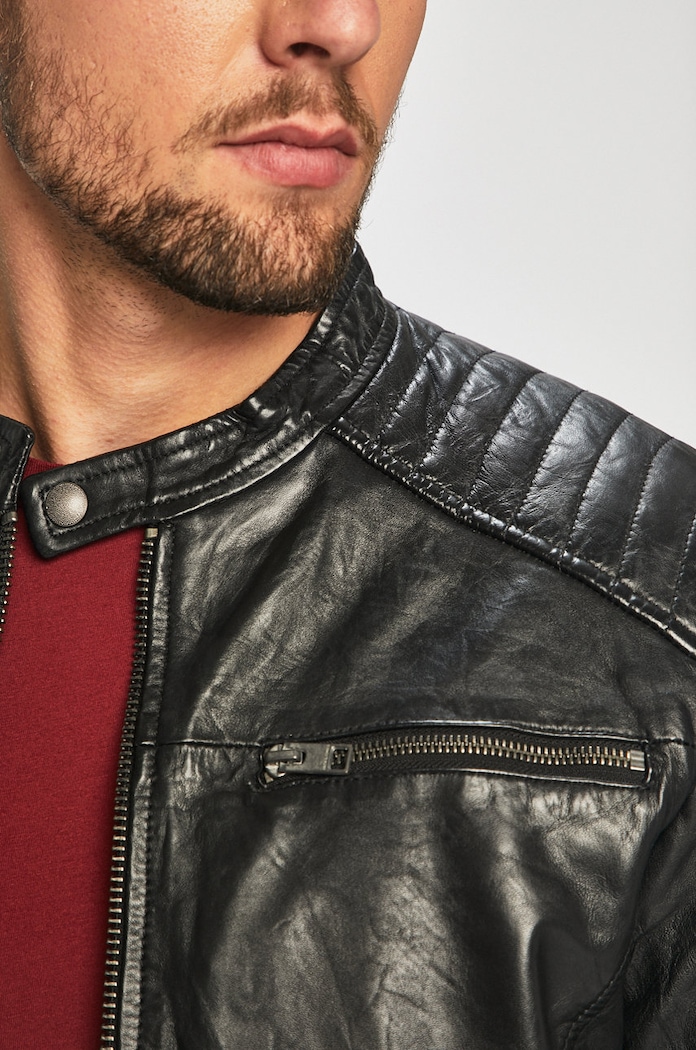 Jack & Jones - Bőrdzseki 12161382 fekete