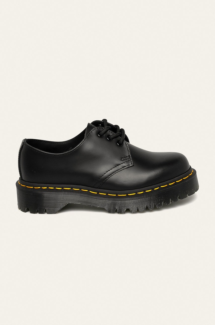 Dr. Martens pantofi de piele 1461 Bex Smooth plat negru DM21084001
