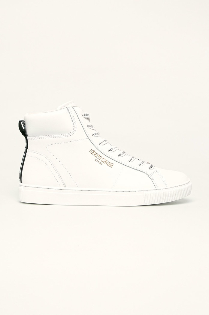 Roberto Cavalli Sport - Ghete de piele plată alb JYX27Y.FT038