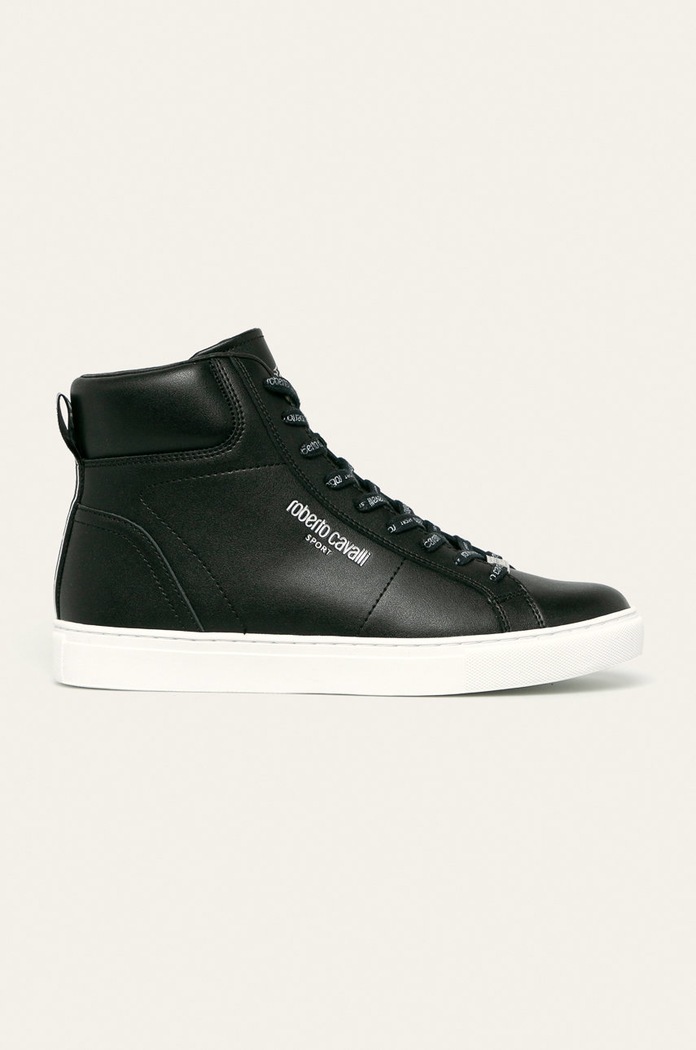 Roberto Cavalli Sport - Ghete de piele plată negru JYX27Y.FT038