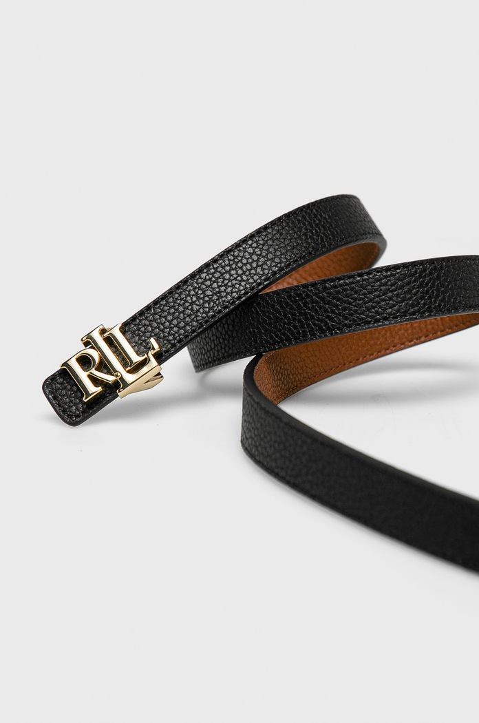 Lauren Ralph Lauren pasek damski skórzany 412754799001 czarny AA00