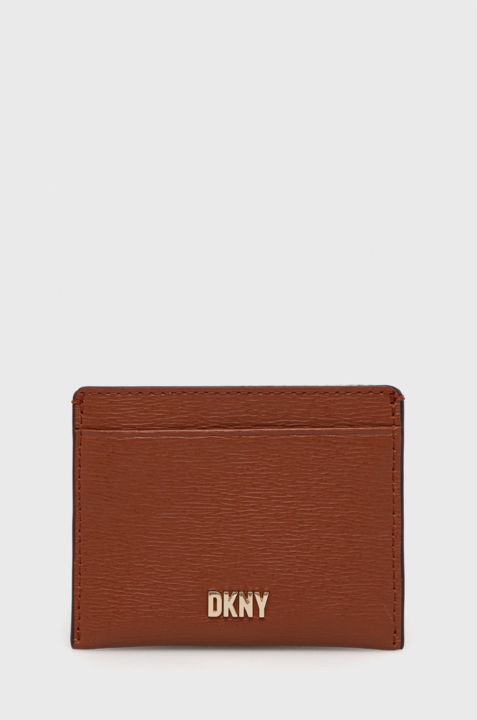 Kožené puzdro na karty Dkny usňová koža hnedá R92Z3C09