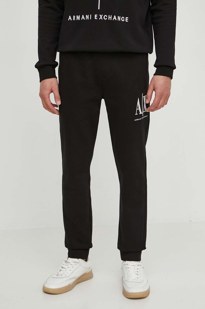 Armani Exchange spodnie bawełna czarny 8NZPPA.ZJ1ZZ