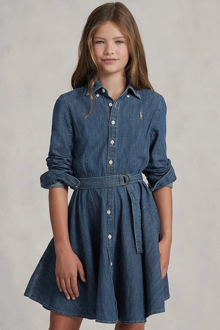 Polo Ralph Lauren - Dievčenské šaty 140-158 cm bavlna modrá 313698860001