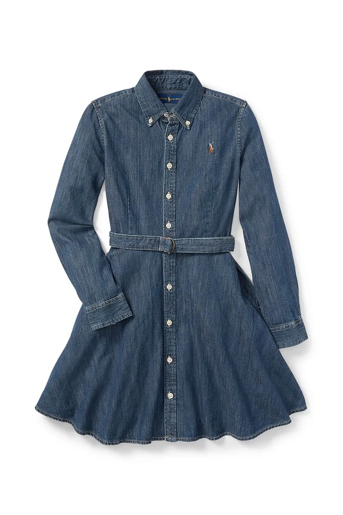 Polo Ralph Lauren - Dievčenské šaty 140-158 cm 313698860001 modrá SS26
