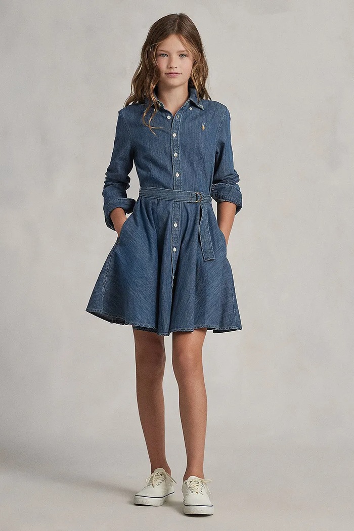 Polo Ralph Lauren - Dievčenské šaty 140-158 cm 313698860001 modrá