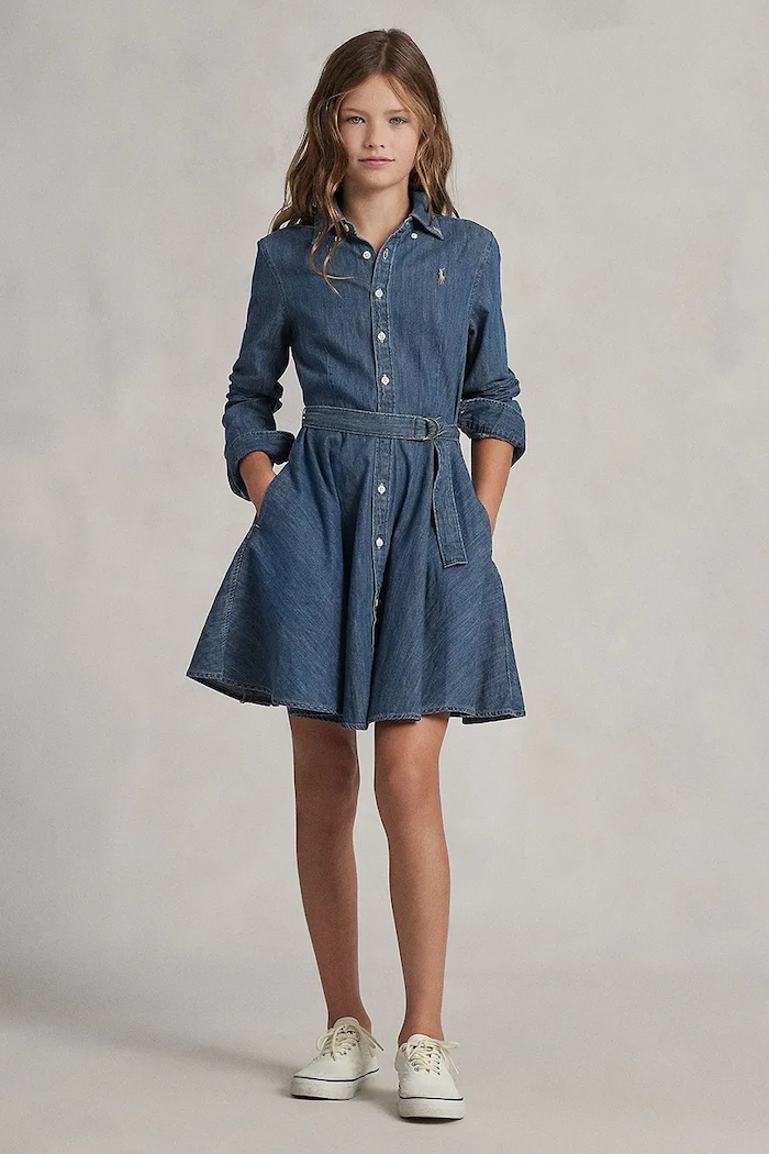 Polo Ralph Lauren - Dievčenské šaty 140-158 cm 313698860001 modrá