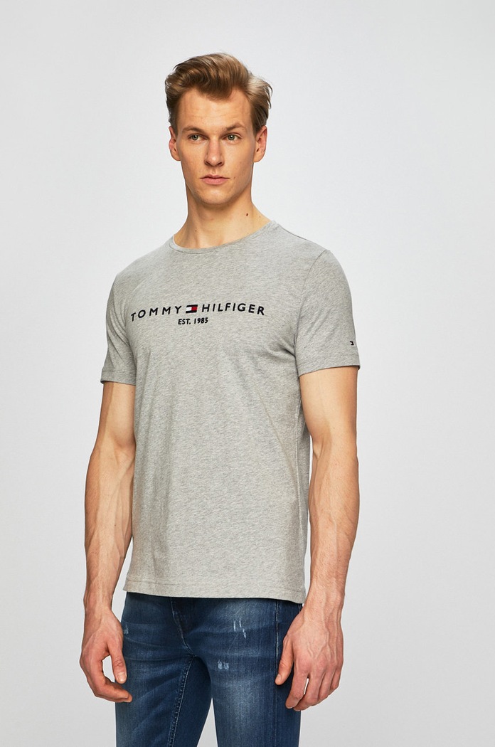 Tommy Hilfiger - Μπλουζάκι βαμβάκι γκρί MW0MW11465