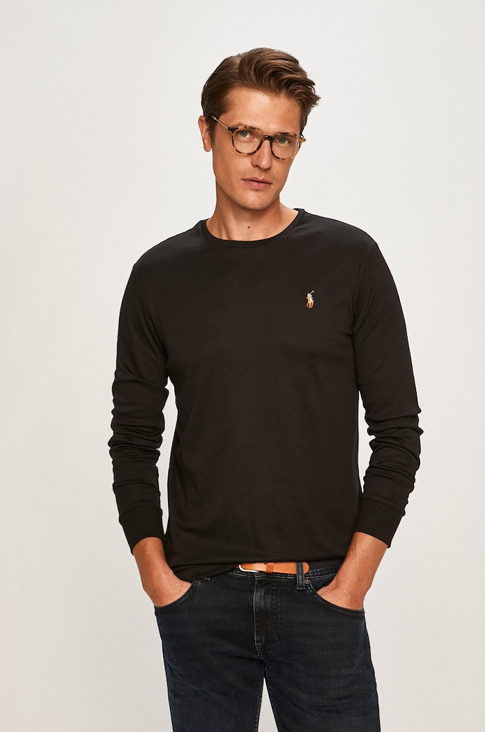 Polo Ralph Lauren - Pánske tričko s dlhým rukávom jednofarebný čierna 710760121001