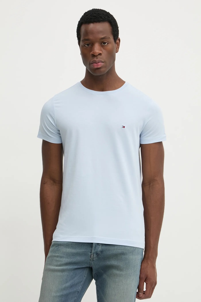 Tommy Hilfiger t-shirt elasztánnal kék MW0MW10800