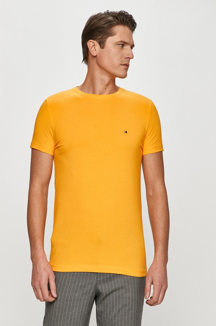 Tommy Hilfiger t-shirt z elastanem żółty MW0MW10800