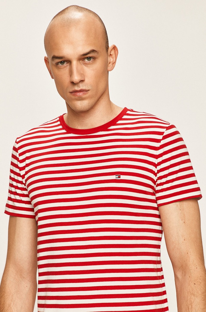 Tričko Tommy Hilfiger s elastanom červená MW0MW10800