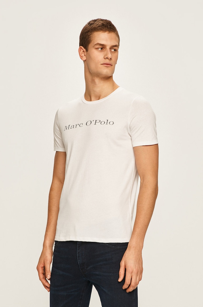 Marc O'Polo - T-shirt nadruk biały B21222051230