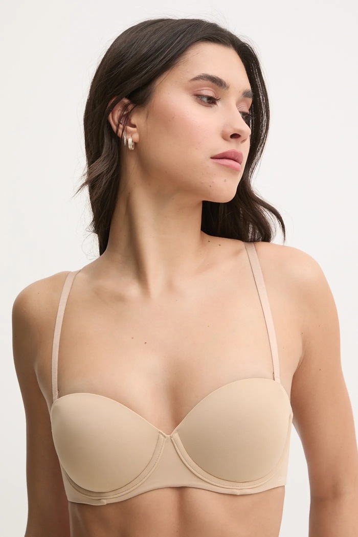 Calvin Klein Underwear - Biustonosz tkanina beżowy 000QF5677E