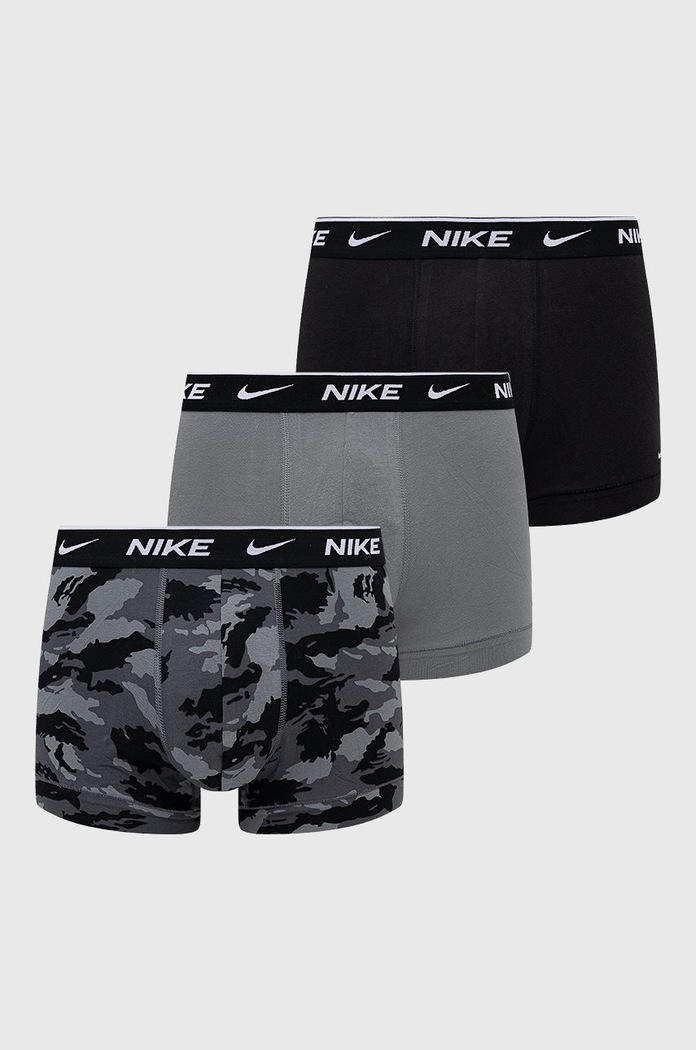 Nike priliehavé boxerky pánske bavlnené s elastanom 3-pak pletenina sivá KE1008