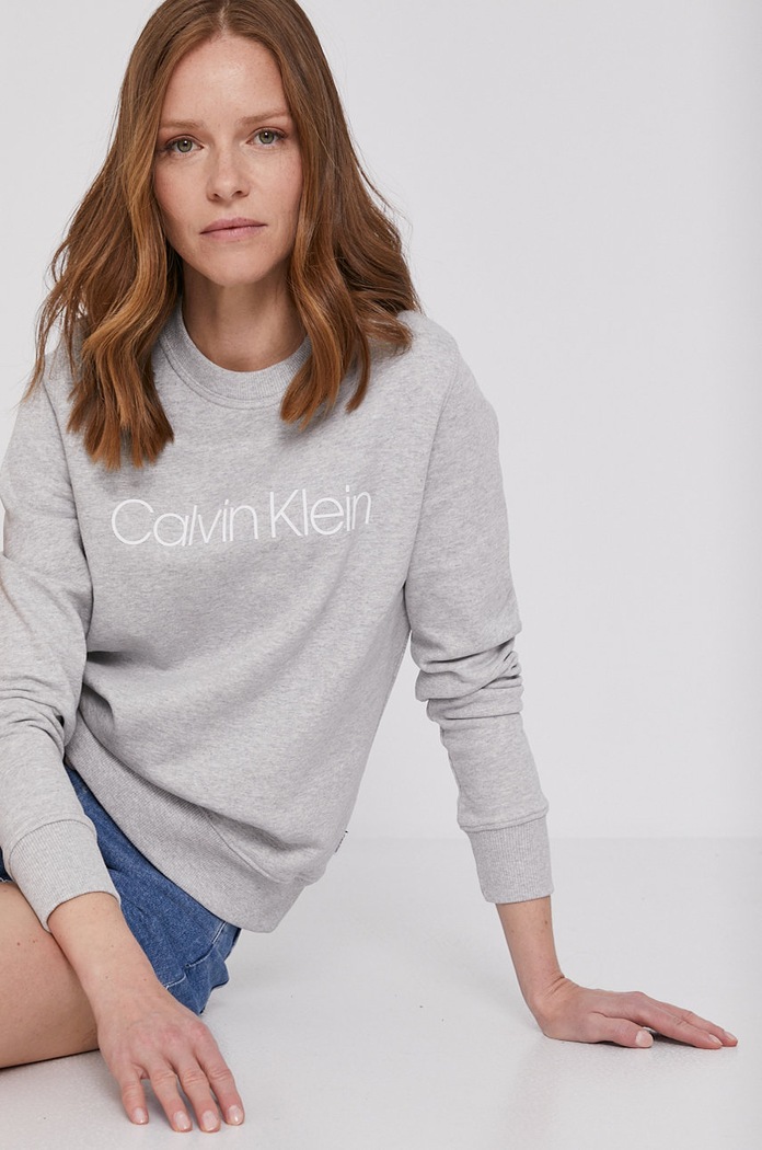 Calvin Klein - Bavlnená mikina bavlna sivá K20K202157