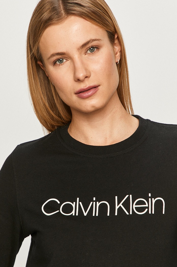Calvin Klein - Памучен суичър черен K20K202157