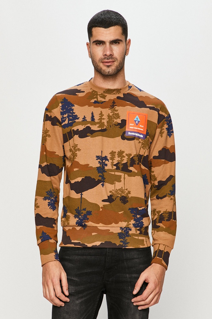 Scotch & Soda - Суичър без качулка кафяв 158487