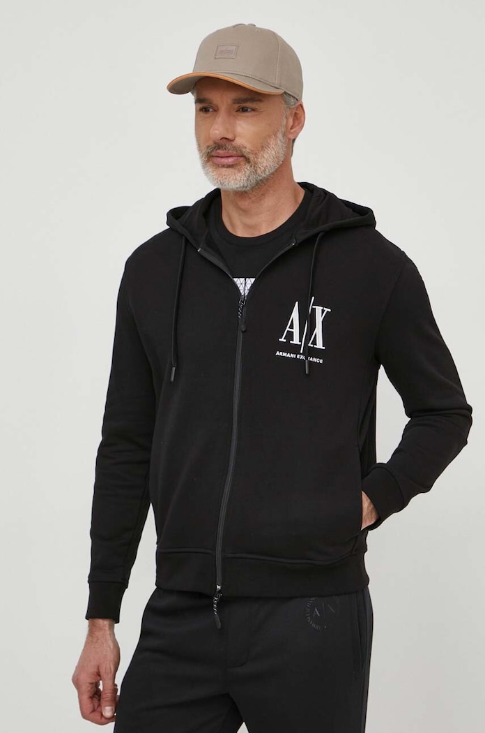 Armani Exchange Hanorac de bumbac imprimeu negru 8NZMPP.ZJ1ZZ