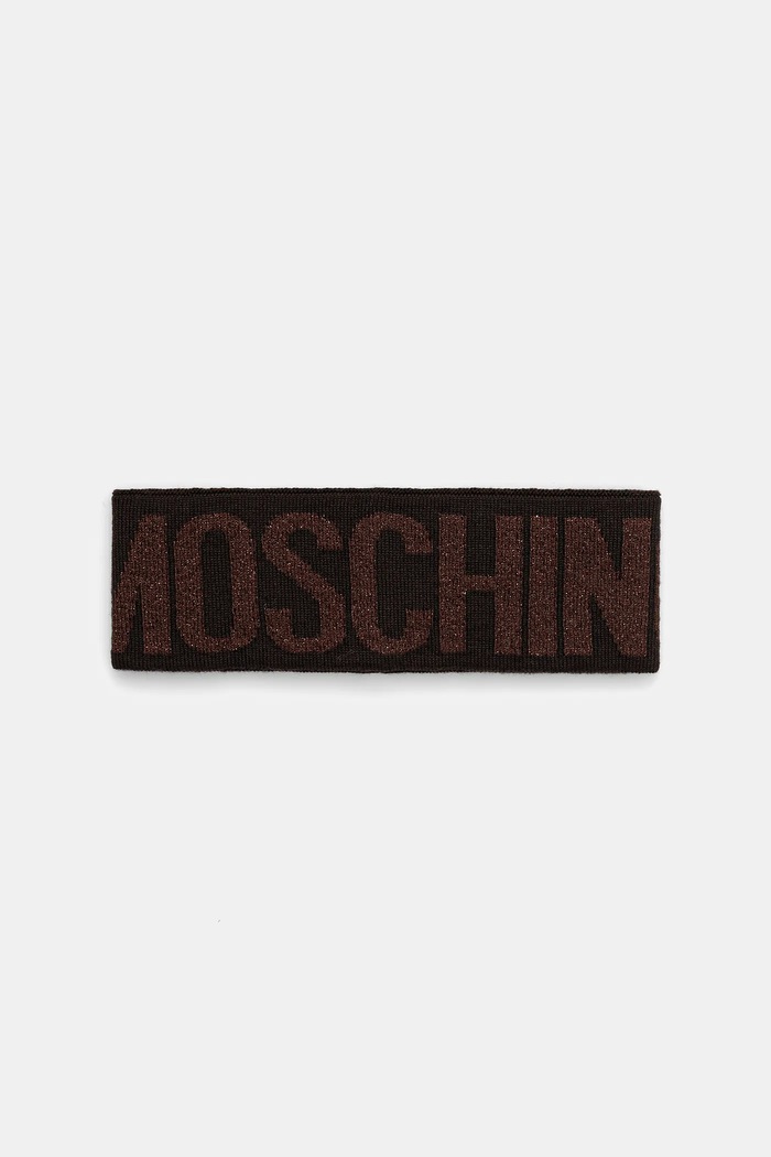 Bavlnená čelenka Moschino vlna hnedá M2338.65216