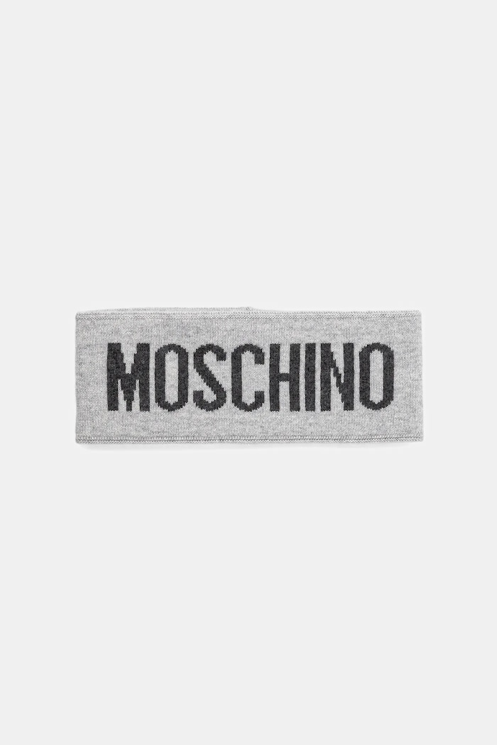 Moschino лента за глава дамска с вълна тънък сив M2355.65235