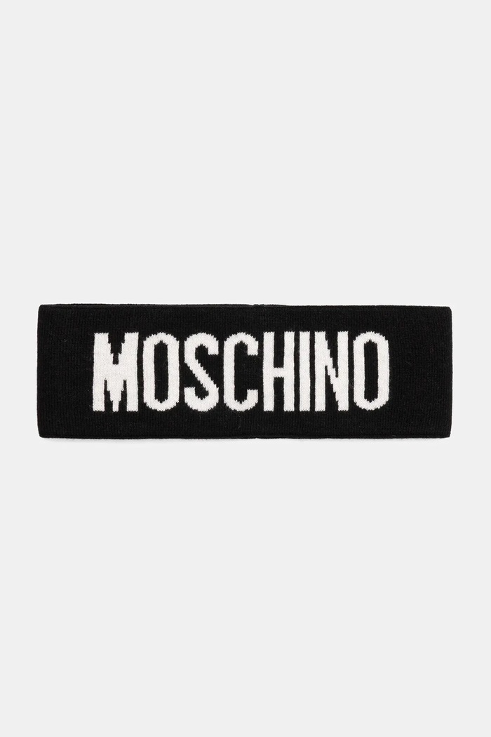 Moschino čelenka dámska s prímesou vlny stredne hrubá čierna M2355.65235
