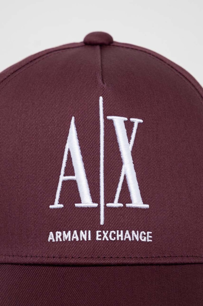 Armani Exchange czapka z daszkiem bawełniana 954047.CC811.NOS bordowy AA00