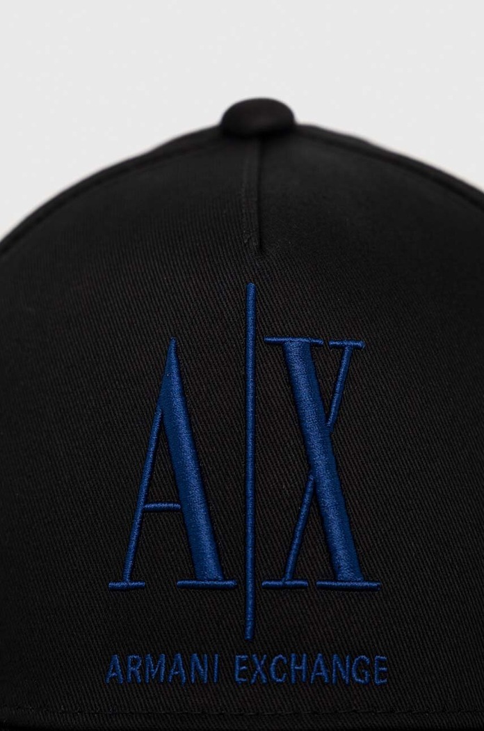 Akcesoria Armani Exchange czapka z daszkiem bawełniana 954047.CC811.NOS czarny