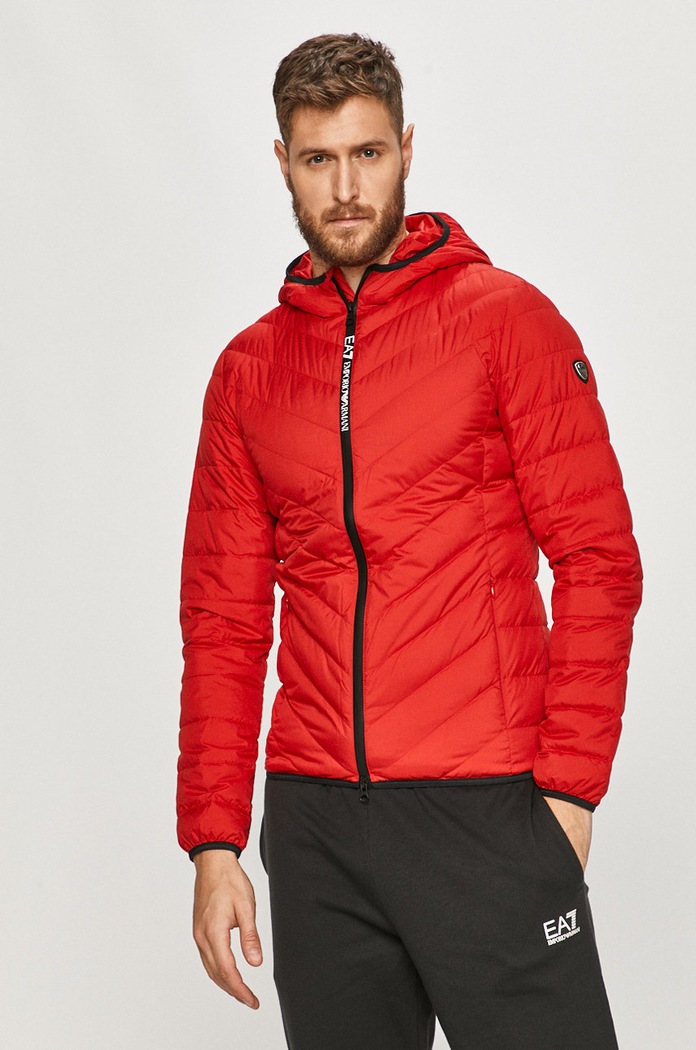 EA7 Emporio Armani - Пуховая куртка с капюшоном красный 8NPB07.PNE1Z