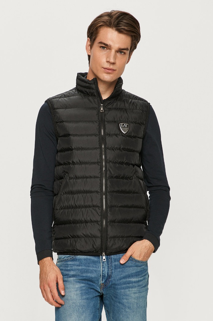 EA7 Emporio Armani - Bezrękawnik puchowy 6HPQ02.PN22Z bez kaptura czarny 6HPQ02.PN22Z