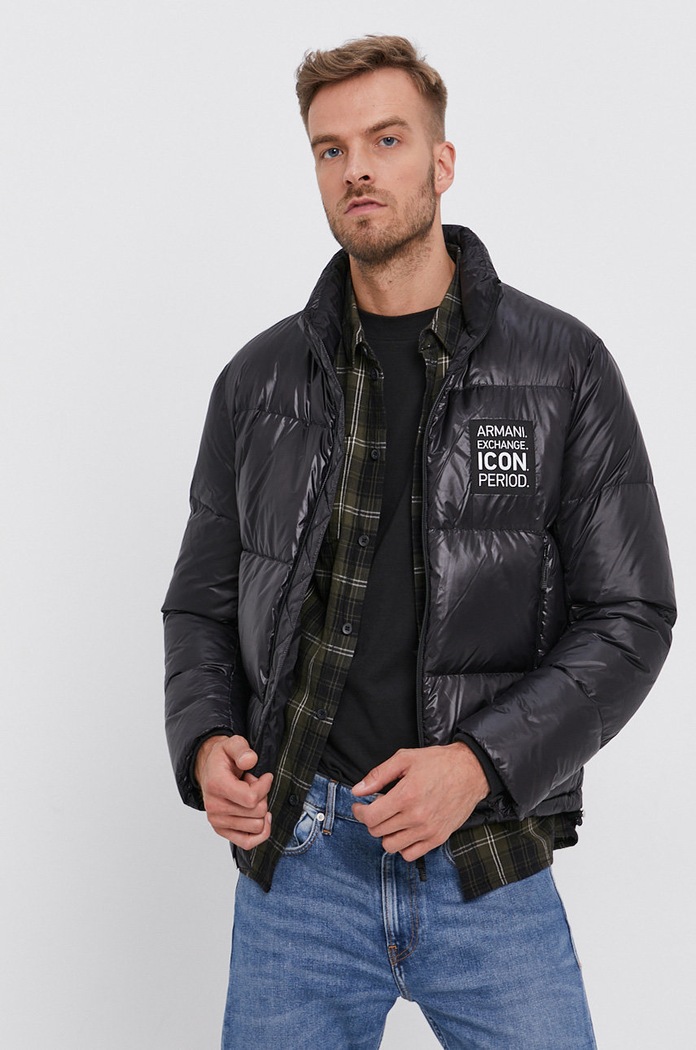 Péřová bunda Armani Exchange s podšívkou černá 8NZBP2.ZNYNZ.NOS