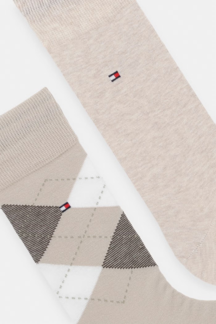 Tommy Hilfiger Κάλτσες ανδρικές με βαμβάκι 2-pack 100001495 μπεζ SS26