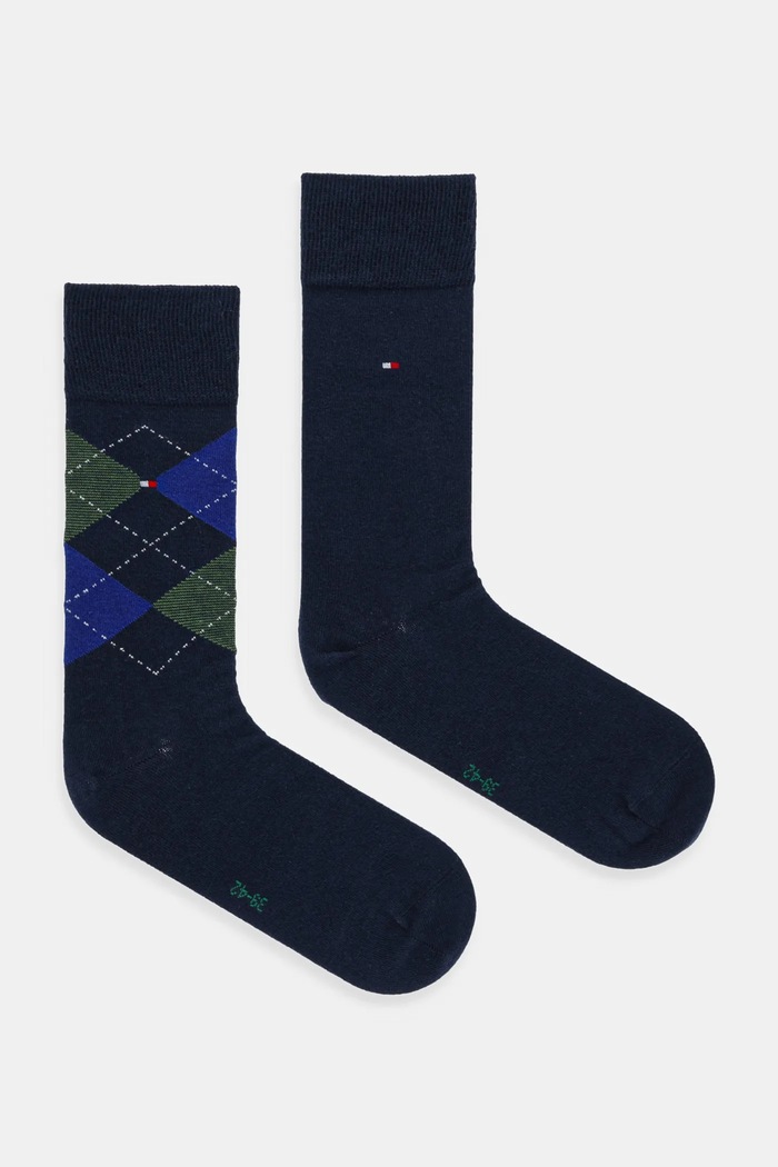 Tommy Hilfiger nogavice moške z bombažem paket 2 kosov Visoke nogavice modra 100001495