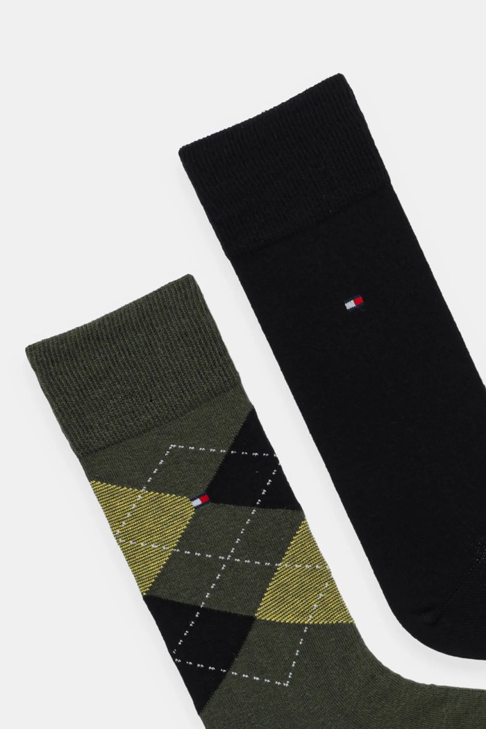 Tommy Hilfiger nogavice moške z bombažem paket 2 kosov 100001495 zelena SS26