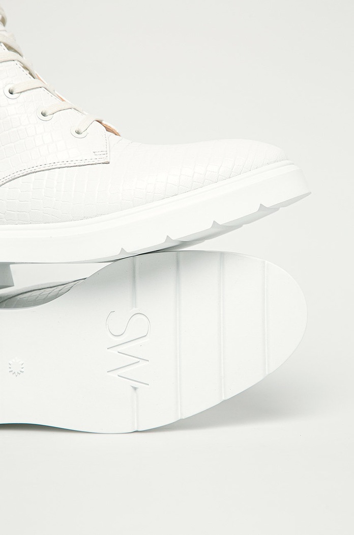 Stuart Weitzman - Bőr bakancs Mckenzee fehér S3932.WHT
